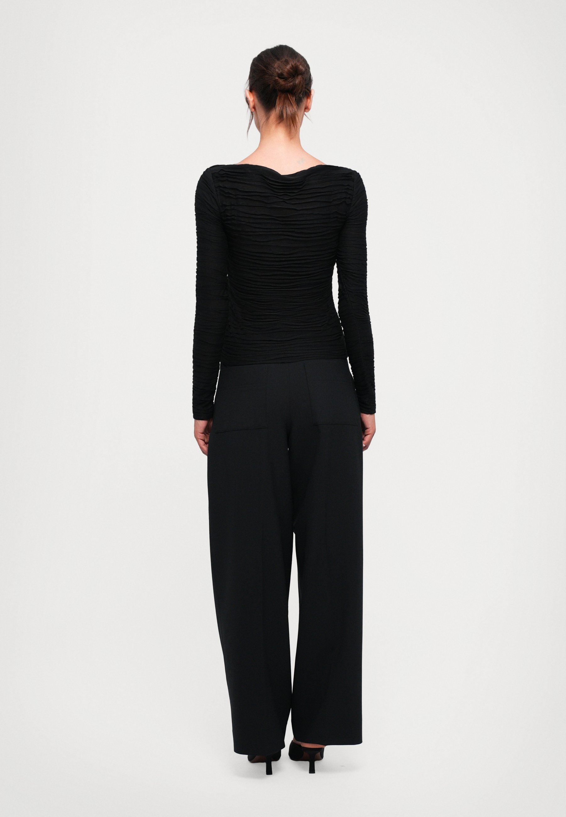 Proenza Schouler White Label PALOMA TEXTURÉ - Haut à manches longues - noir