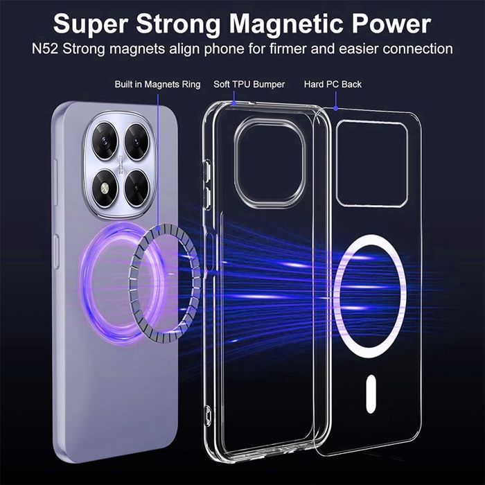 Capa magnética + 2 protetores de tela de vidro temperado para Xiaomi Redmi Note 15 Pro Plus 5G - Resistente a impactos e arranhões