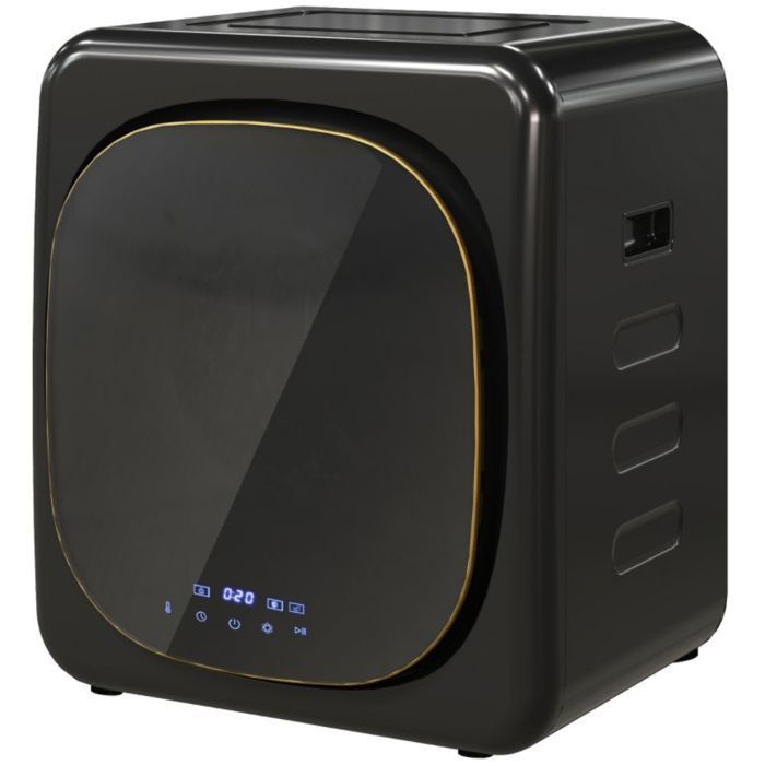 Mini asciugatrice da 4 kg, 800 W, montaggio a parete, 6 programmi, display touch a LED, colore nero, protezione contro il surriscaldamento.