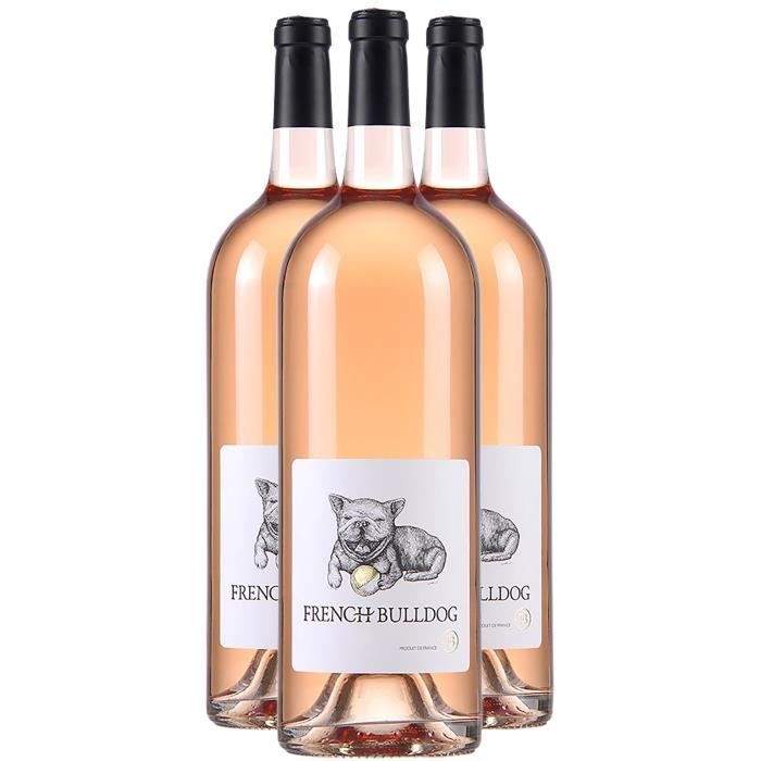 French Bulldog Magnum Rosé 2020 - Lot de 3x150cl - Vin Rosé du Languedoc - Roussillon - Appellation IGP Pays d'Oc