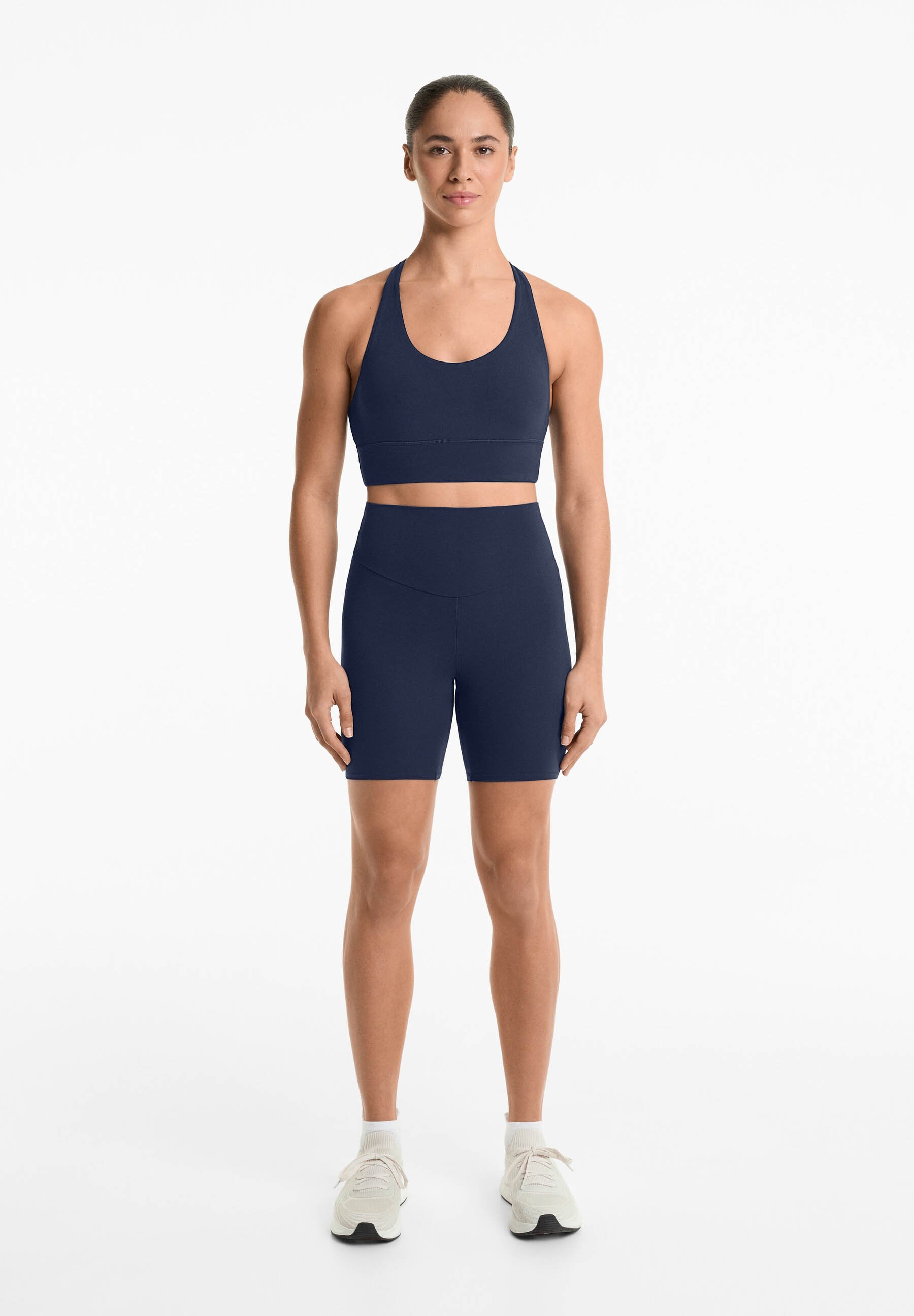 Short de sport OYSHO COMFORTLUX taille haute 20 cm - bleu foncé