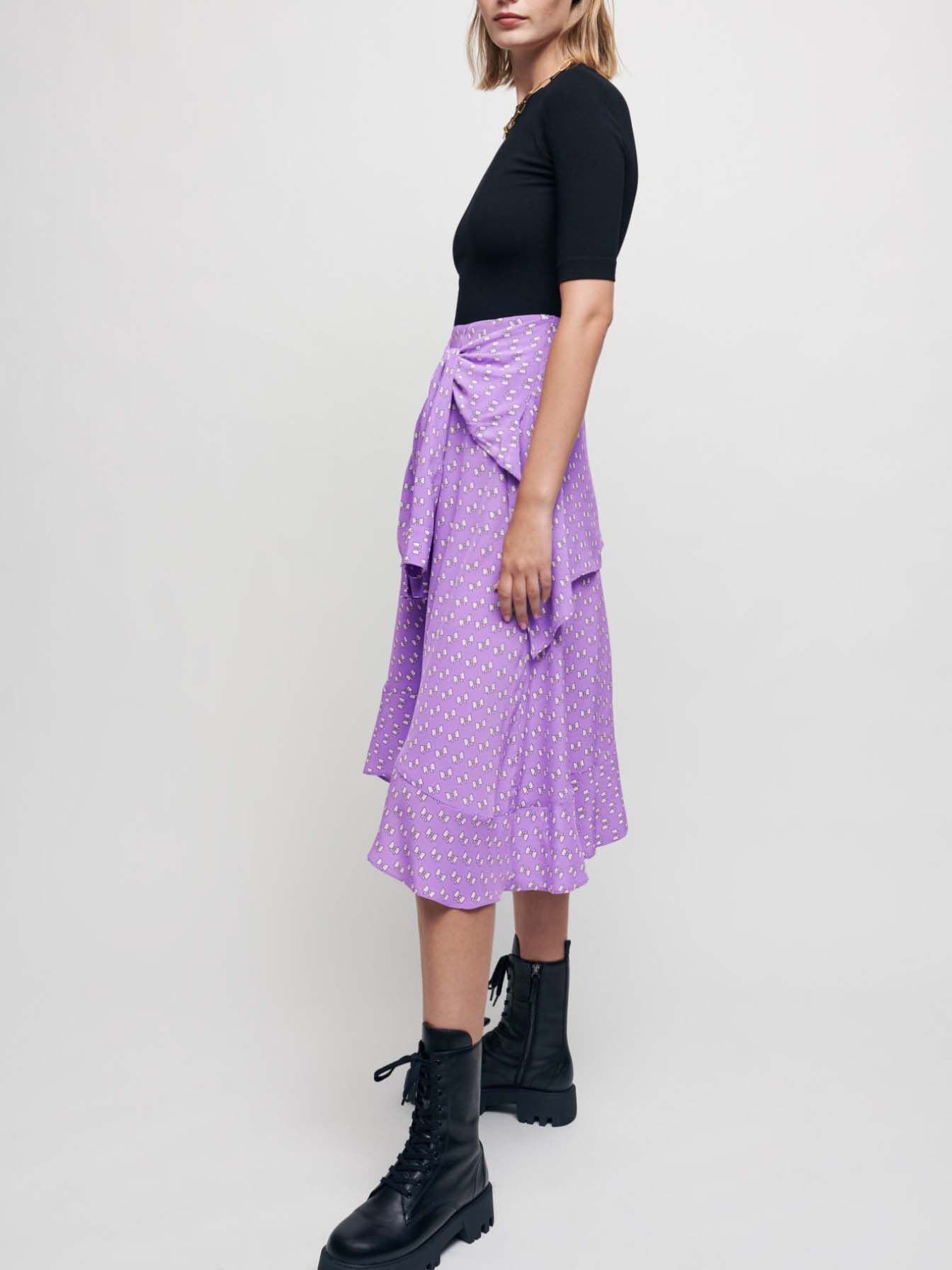 Rochie cu imprimeu Trompe l'oeil - Noeuds Violets