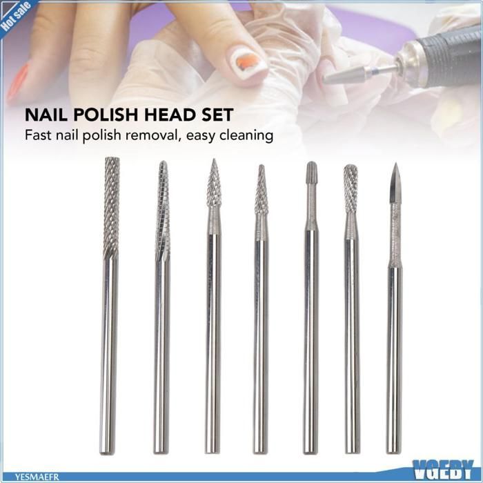 Ashata Nail Drill Bit Set, Nail Polish Removal Bits, Tungsten Carbide Manicure Gridding Nails Hygiene Manicure