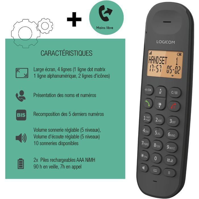 FLEUVE - Telefone fixo - Iloa 150 - Telefone DECT - Sem secretária eletrônica - Para um único usuário - Preto