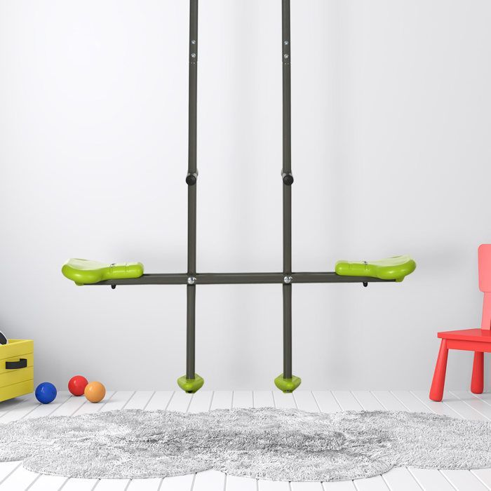 Balançoire agrès vis-à-vis - Outsunny - pour enfants portique jardin installation facile - acier plastique - 3 à 6 ans - vert