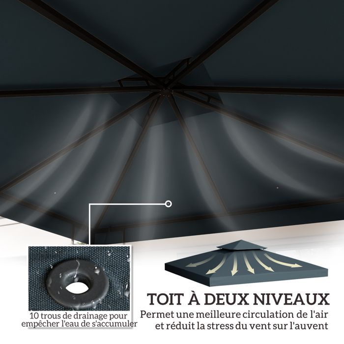 Replacement canopy for gazebo - Outsunny - 3 x 3 m - high-density polyester 180 g/m² - dark grey