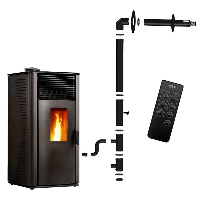 Stufa a pellet Sannover Anita 15 kW nera sigillata + kit di installazione