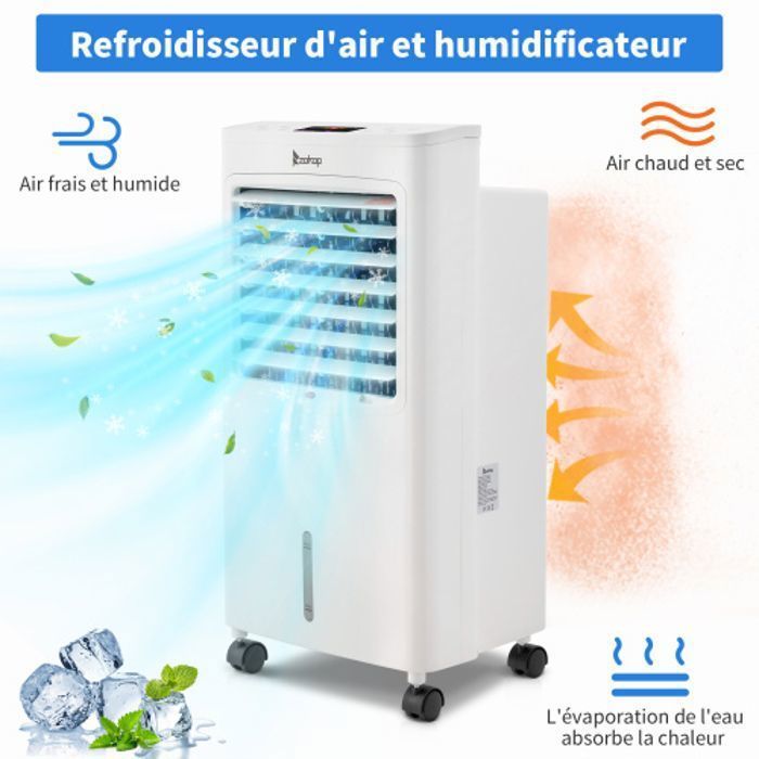 Condizionatore d'aria portatile 4 in 1, 75 W, 3 velocità - 38 x 28 x 74 cm, bianco
