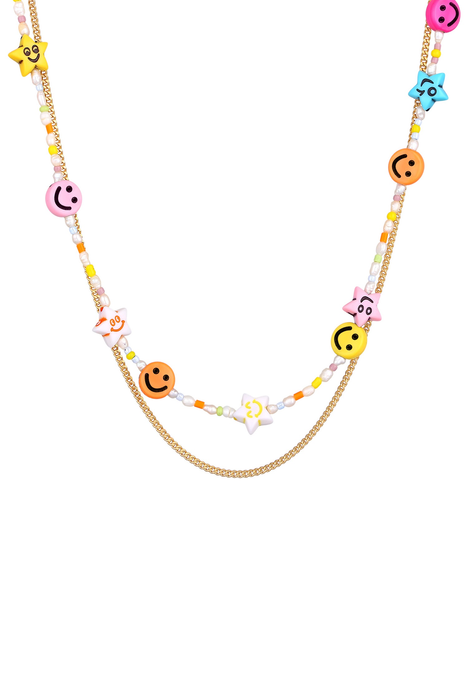 Elli Femmes Couches avec Smiling face Tendance avec Perles de Culture d'Eau Douce en argent sterling 925 plaqué or