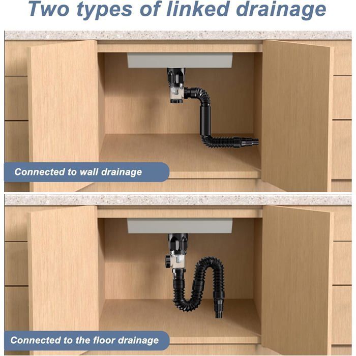 Bonde de Lavabo,Kit de Vidange D'Évier De Salle de Bain,Siphon Lavabo Avec Tuyau de Vidange Flexible Rétractable en Pvc et Bouchon