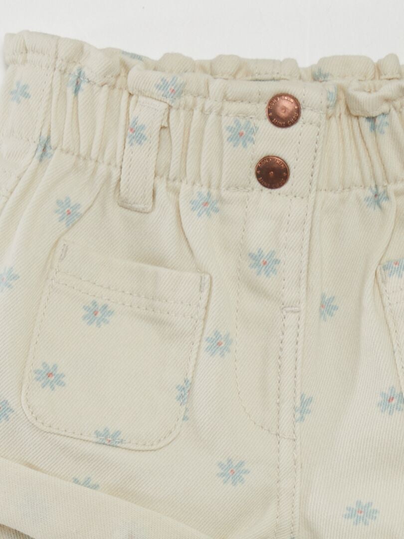 Gerimpelde denim shorts - WIT