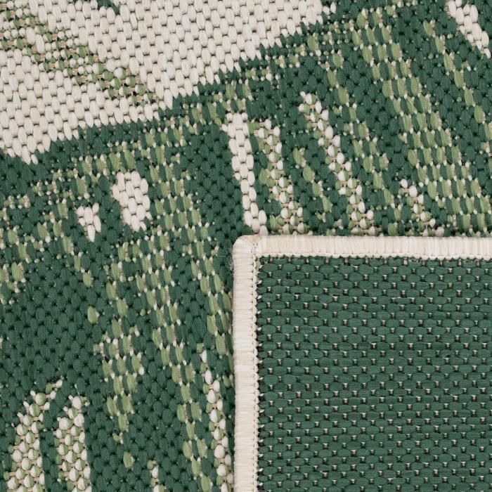 Paco Home Tapis Exterieur Terrasse Salon Cuisine Motif Fleuri Motif Jungle Vert Beige 100x200 cm