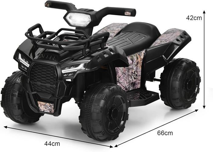 Buggy eléctrico GOPLUS para niños de 1,5 a 3 años, 6 V, efectos de sonido y luz, bocina LED, capacidad de carga de 20 kg, negro - GOPLUS