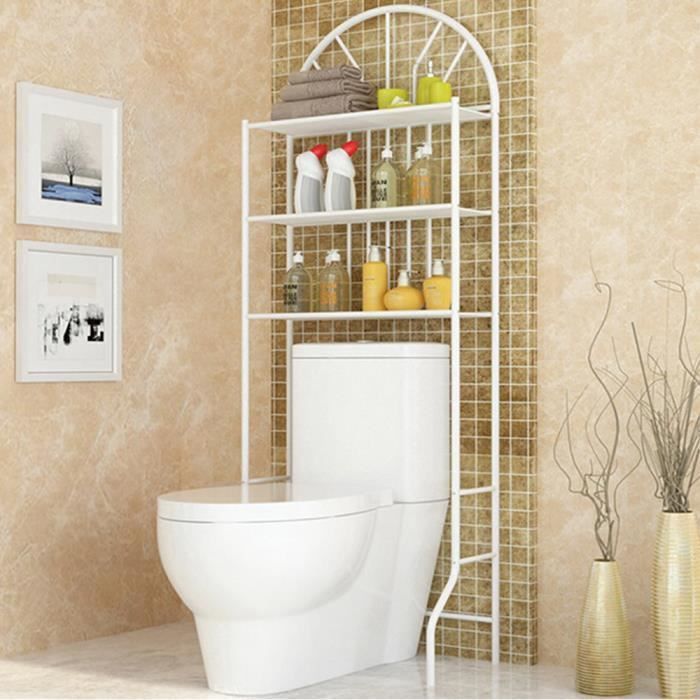 Estantería metálica para baño - BLANCA - Puente para inodoro 59 x 33 x 173 cm