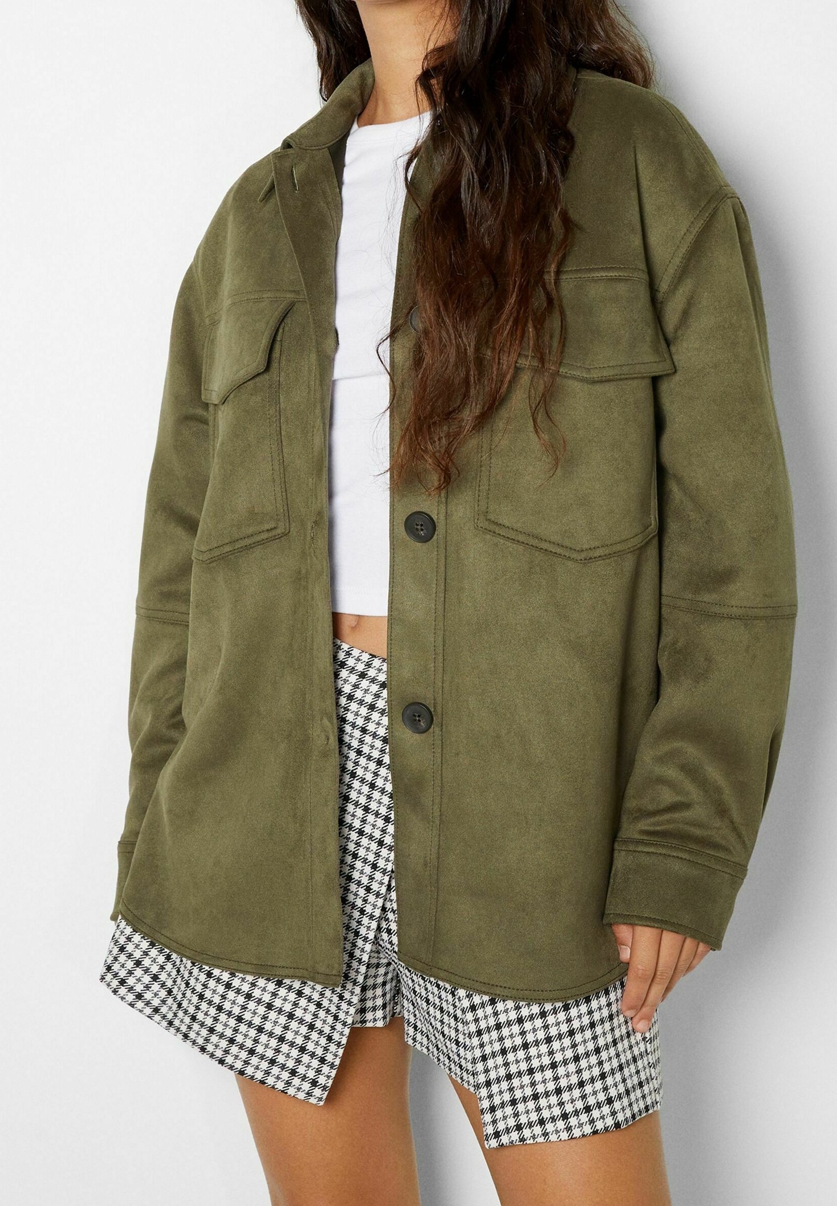 Giacca in similpelle Bershka - verde scuro