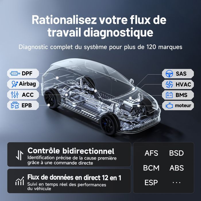 TOPDON ONE Lite Strumento diagnostico OBD2 Scanner per auto con custodia diagnostica e grafico topologico AutoScan in francese