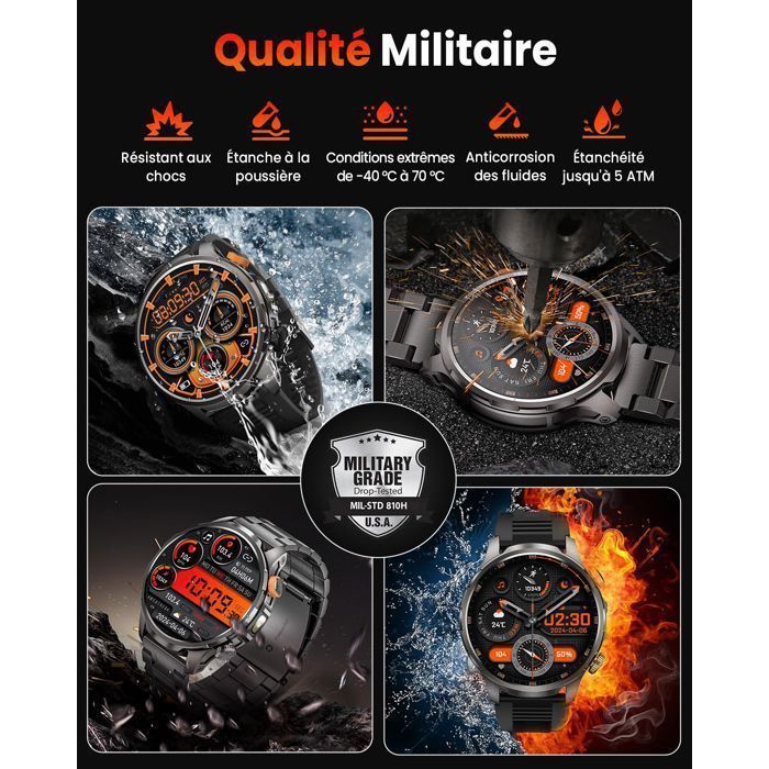 AIMIUVEI Smartwatch for Men, 1000mAh Battery/LED Light, 1.91