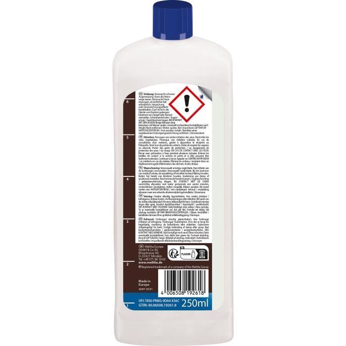 Decalcificante liquido Melitta per macchine da caffè con filtro, 250 ml
