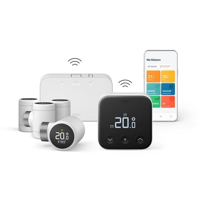Kit di avviamento per termostato intelligente wireless Tado X e 4 testine termostatiche X