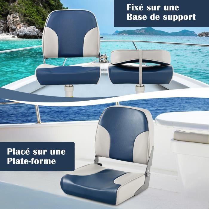 Asiento plegable para barco COSTWAY de 2 piezas con respaldo bajo, acolchado de espuma, 8 bisagras de perno de aluminio, capacidad de carga de 180 kg.