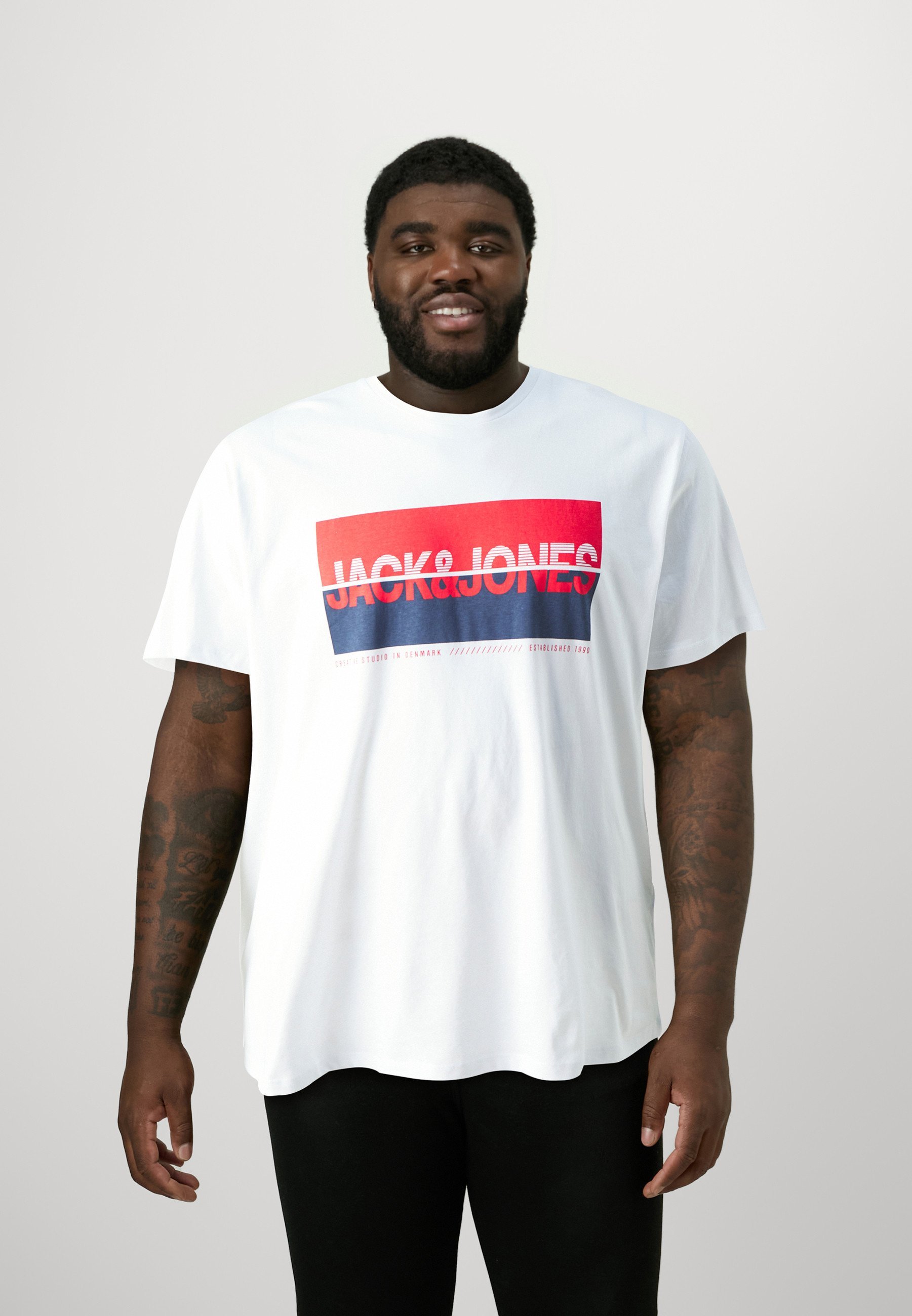 Jack & Jones JJTILEY JJNOLAN TEE CREW 5-PACK - T-shirt met print - marineblauw/wit/zwart