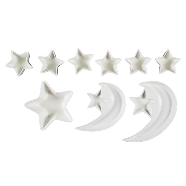 Zestaw 9 naczyń do serwowania starry night biały ceramiczny