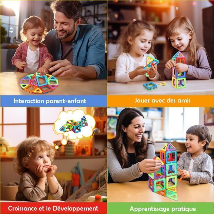 Juegos educativos - DARMOWADE - Bloques de construcción magnéticos - 50 piezas - Portátiles - Flexibles