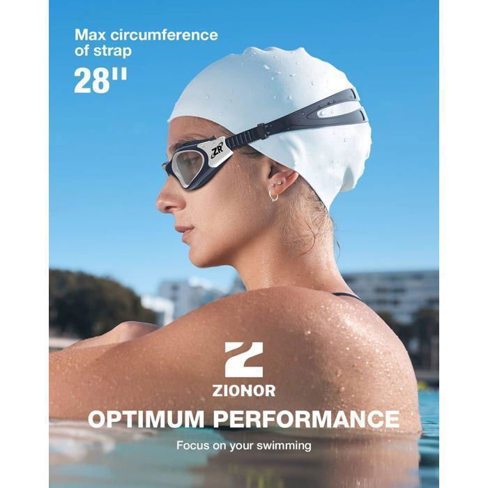 Lunettes de natation polarisées pour homme et femme, anti-buée, 100% anti-UV, lunettes de plongée - Blanc