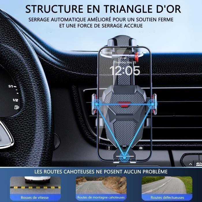 Soporte para teléfono de coche, soporte para teléfono móvil con clip y ventosa, rotación de 360°, para salpicadero, parabrisas y salida de emergencia.