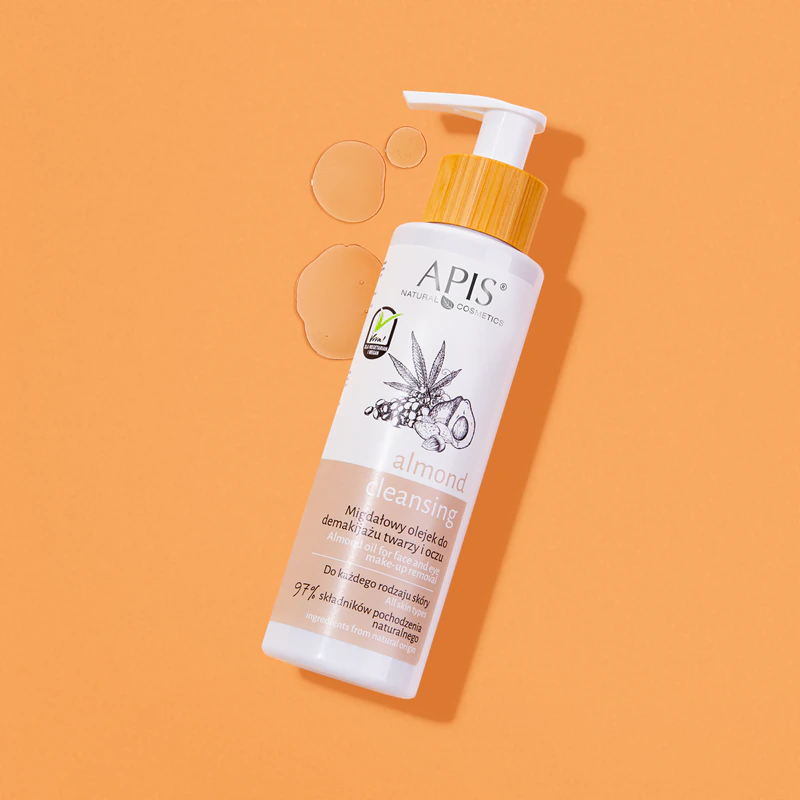 Óleo de limpeza de amêndoas Apis Natural Cosmetics para remoção de maquiagem