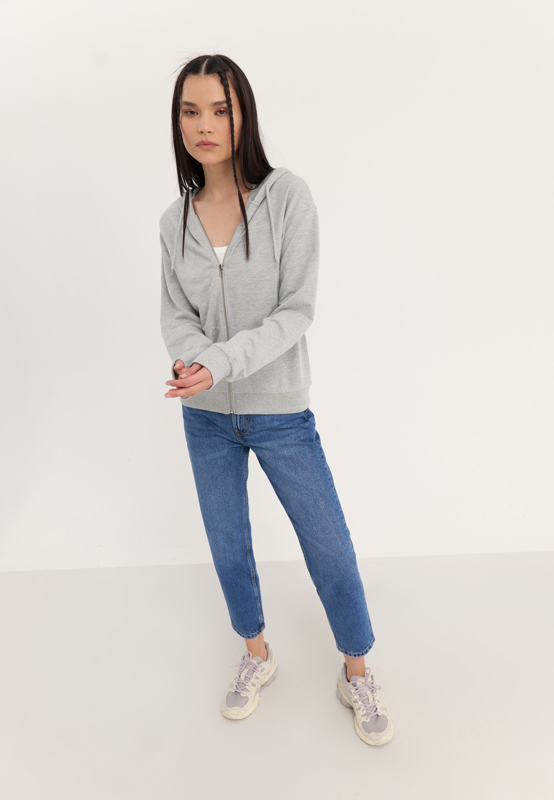 Sweat-shirt zippé Even&Odd - gris clair chiné