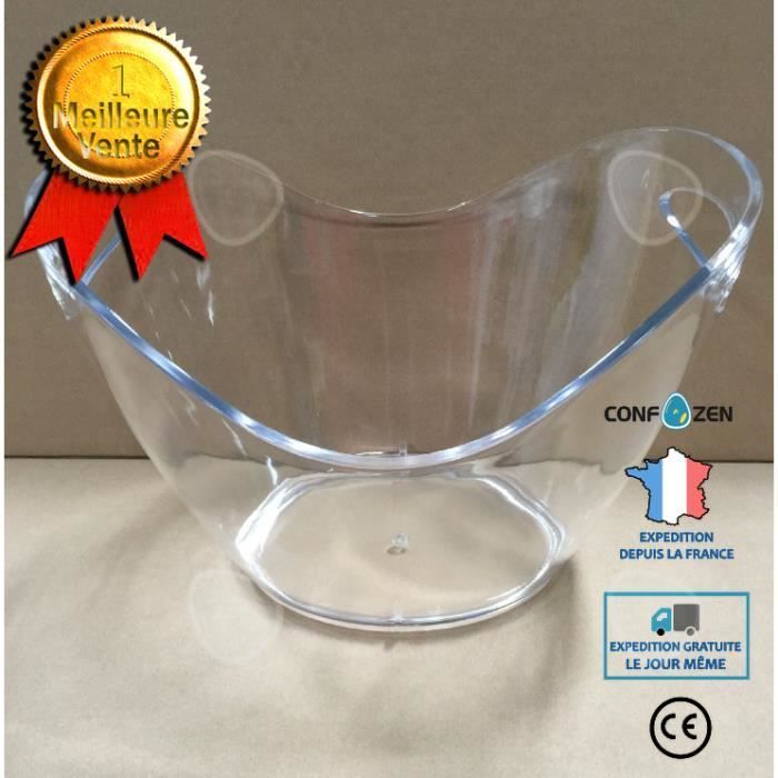 Cubitera para champán CONFO®, accesorio para vino, plástico transparente, asas, hielo, 3 botellas, mesa de comedor, cocina, comedor.