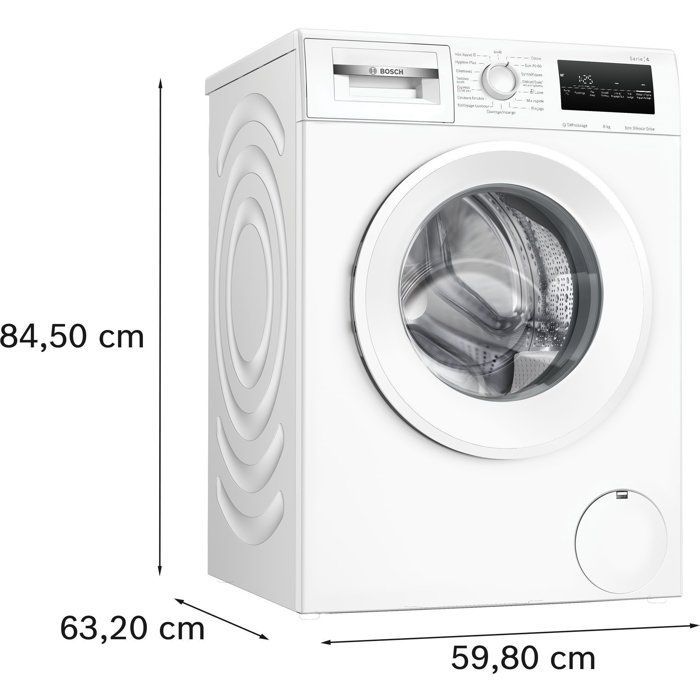 Lavadora de carga frontal BOSCH WAN2427ZFR SER4 - 8 kg - Inducción - 60 cm - 1200 rpm - Clase energética A - Vapor - Blanca