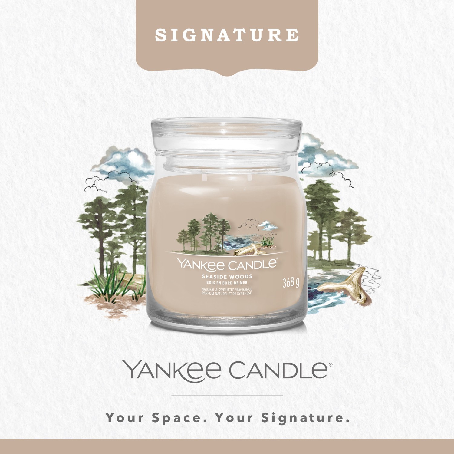 YANKEE CANDLE Moyenne Jarre Bois en Bord de Mer
