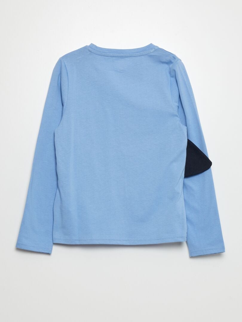 T-shirt met lange mouwen en decoratie - BLAUW