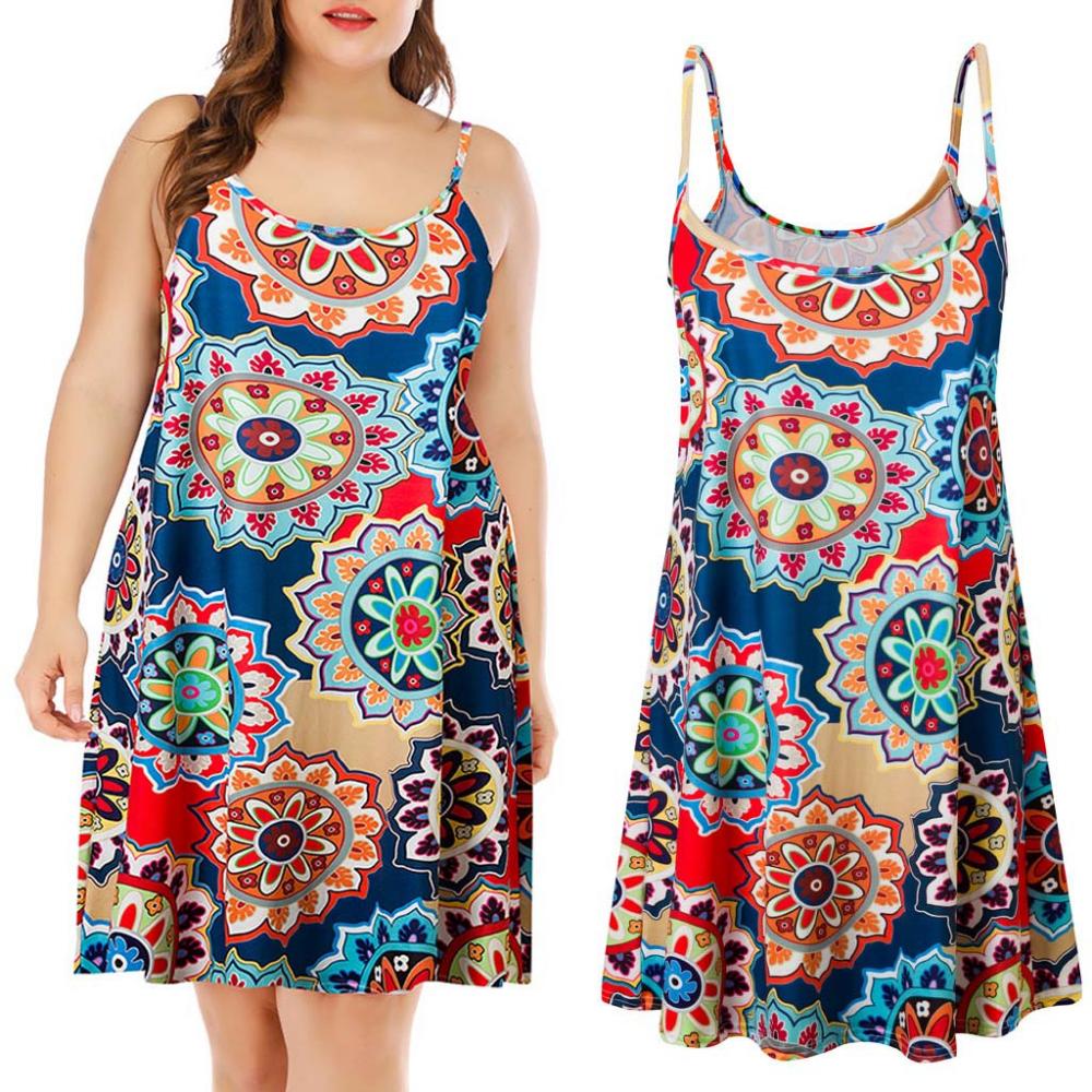 Abito estivo da donna taglie forti casual stampato senza maniche sopra il ginocchio mini abito da festa casual mini abito Vestidos #3