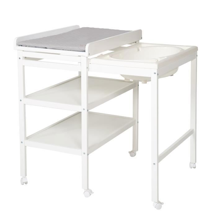 Extendable changing table with bathtub - ROBA - BABY POOL - Grey 'Roba Style' changing mat included - White