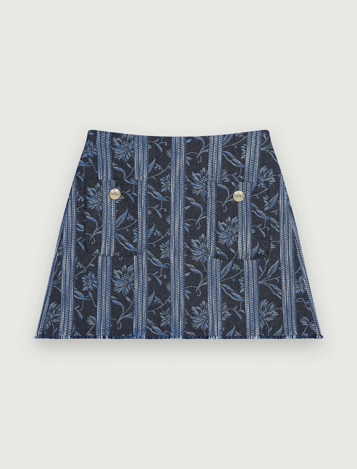 Korte jacquard trompe l'oeil - Indigo