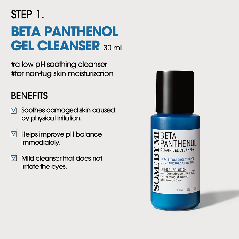 De Some By Mi Beta Panthenol Repair Starter Kit kalmeert en versterkt de gevoelige huid.