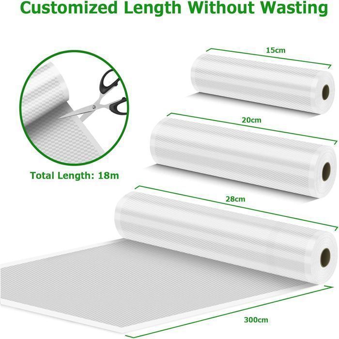 6 rollos de película para envasar al vacío con relieve, para máquinas de envasado al vacío, 15/20/28 cm x 3 metros, sin BPA, seguros.