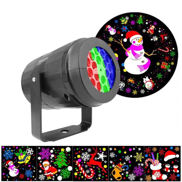 Proyector LED navideño para exteriores con 16 patrones giratorios, luz de copo de nieve, decoración ambiental, soporte giratorio, 220 V, 12 x 11 x 7 cm.