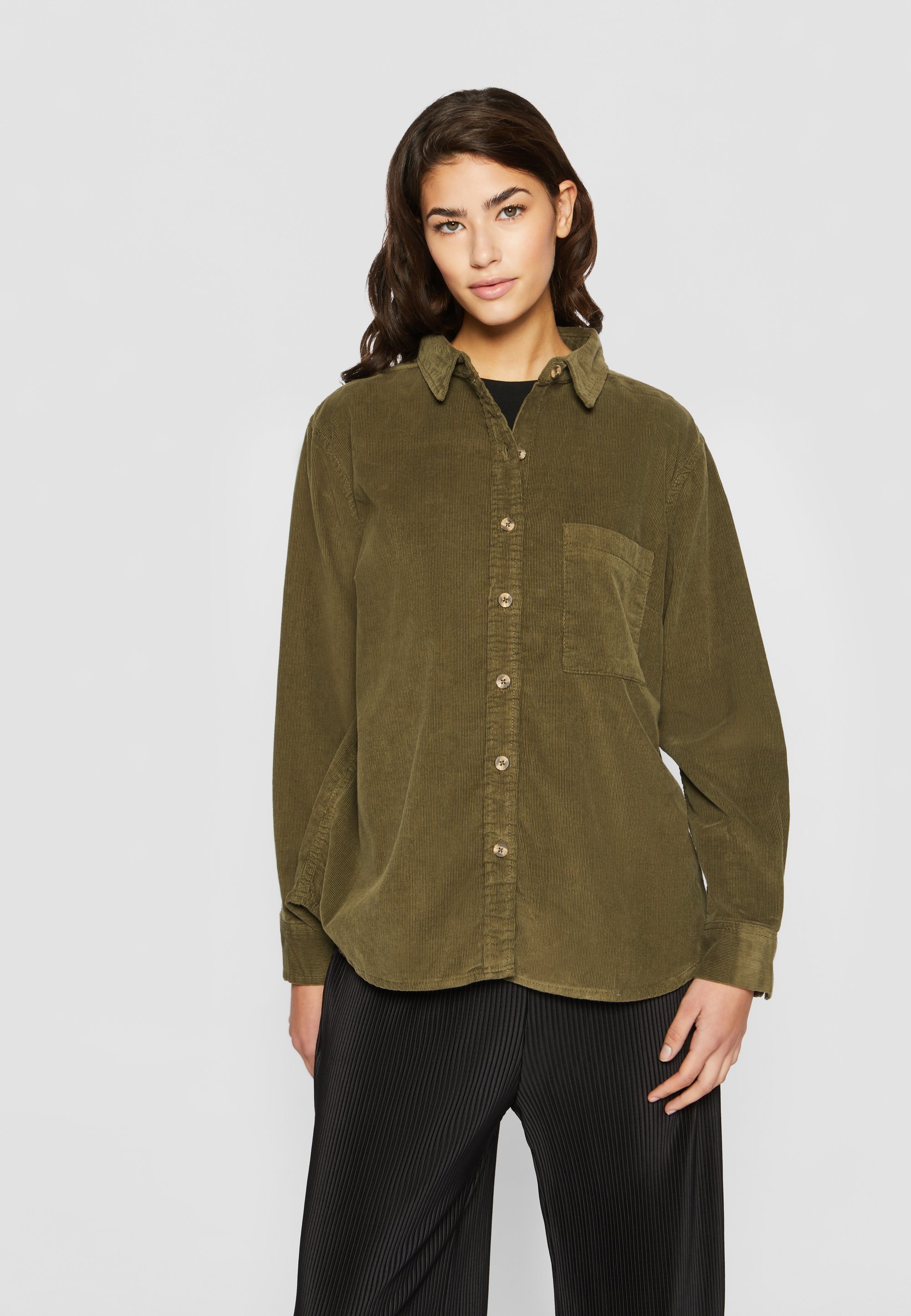 Urban Classics Button-Down-Bluse – oliv