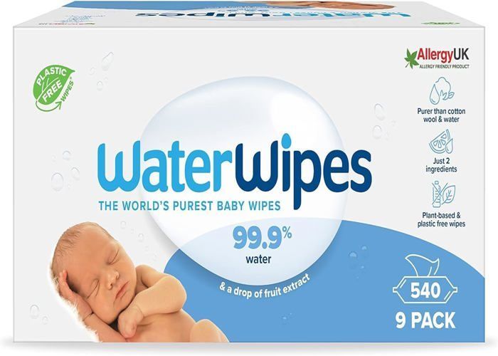Lenços umedecidos para bebês - WATERWIPES - Original - 540 unidades - Hipoalergênicos - Sem perfume