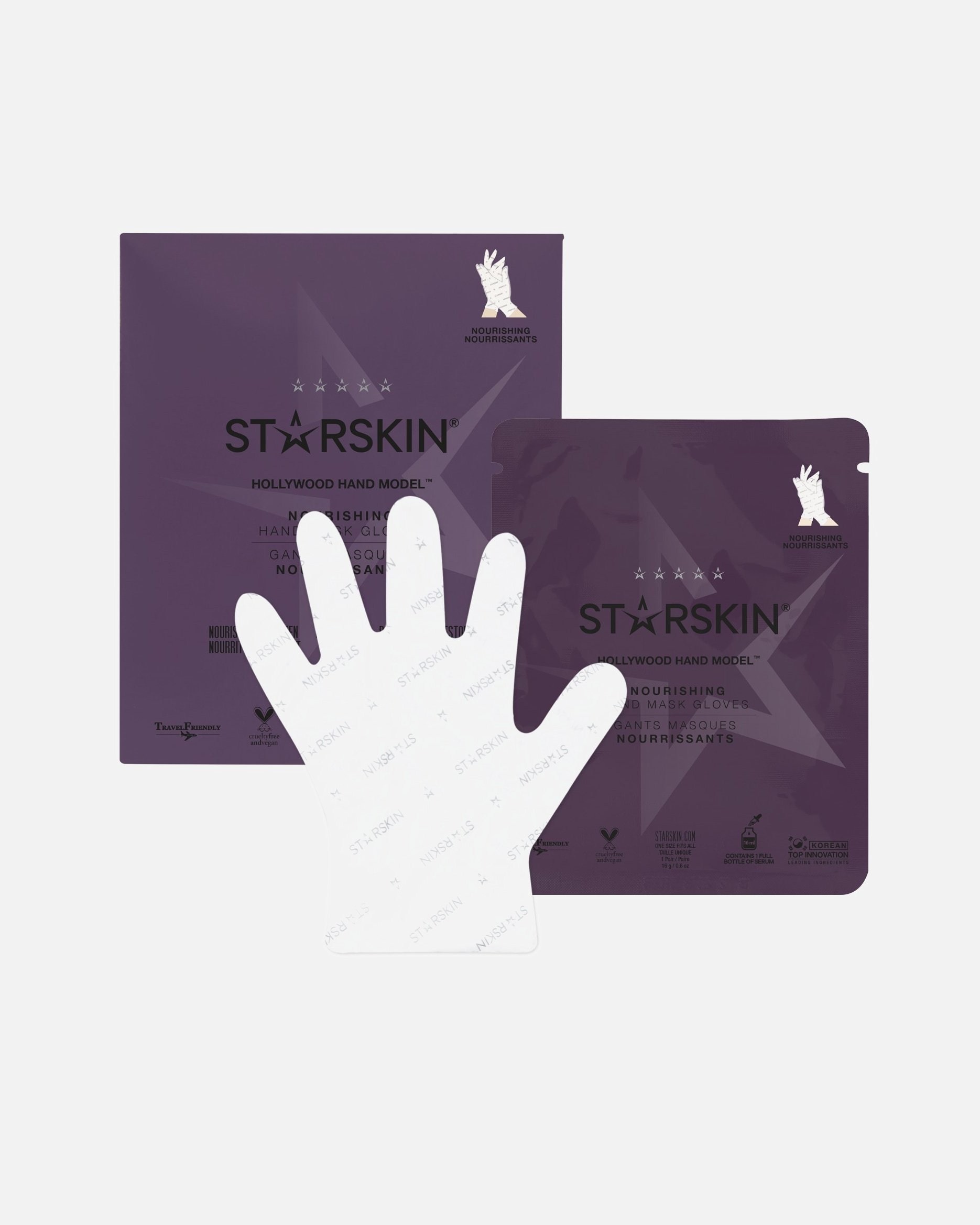 STARSKIN® rankų kaukė „Hollywood Hand Model™“ maitinamoji dvisluoksnė rankų kaukė – 16 ml