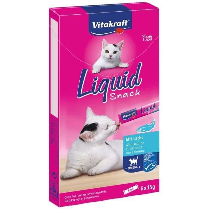 11 x 6 Snacks líquidos Vitakraft con salmón y Omega 3 para gatos