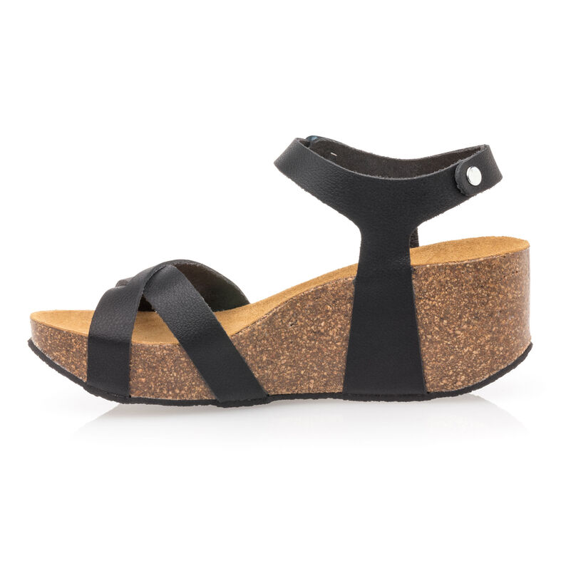 Svarta sandaler / skor med öppen tå för kvinnor