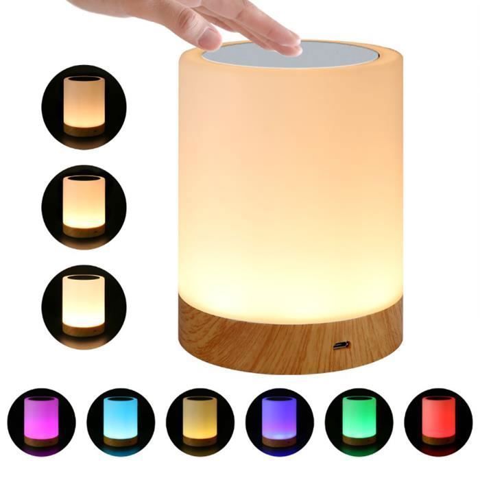 Lampada da comodino a LED dimmerabile con sensore touch - SURENHAP - Rithok - 3 livelli di luminosità - colori regolabili