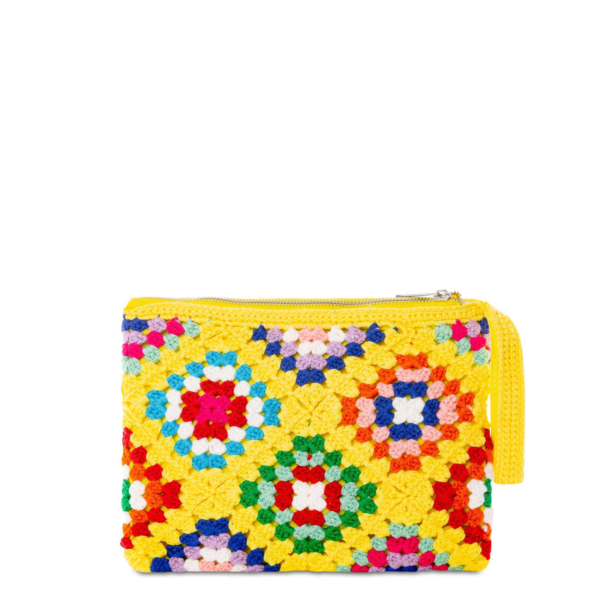 Bolsa parisiense de crochê amarelo com bordado Saint Barth