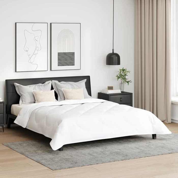 vidaXL Edredón con almohadas, 3 piezas, microfibra blanca y plumas de ganso, dormitorio moderno, juego de edredón de microfibra 3377887