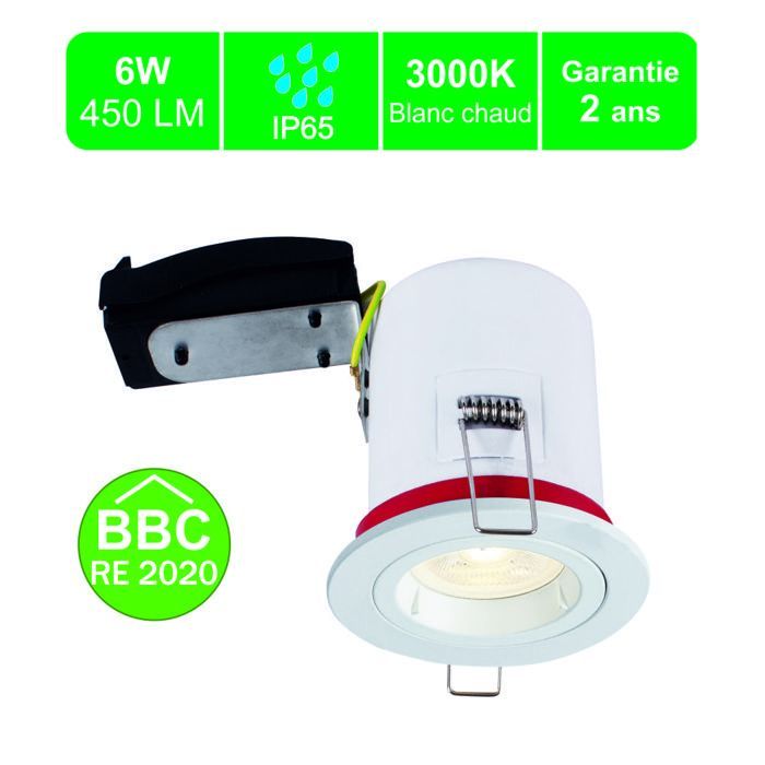 Portalámparas para baño BBC IP65 + GU10 6W 450lm incluido - 2 años de garantía